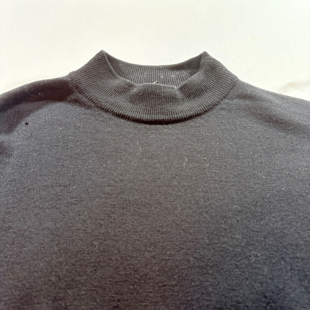 Cortina Merino Wool Sweater Mens Large Black Mock Neck Made in Italy Pullover
